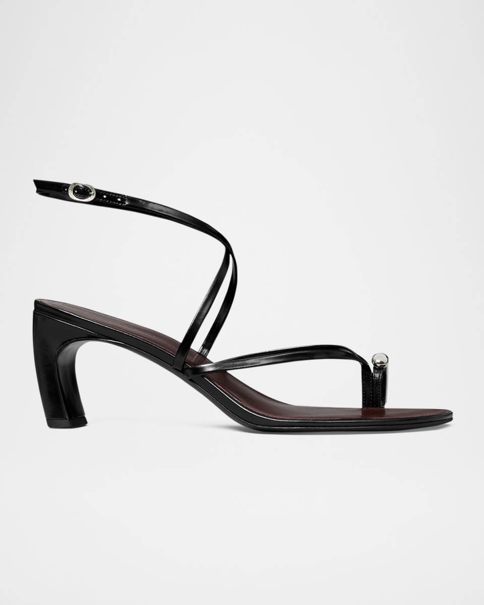 Pierced Leather Toe Ring Strappy Sandals